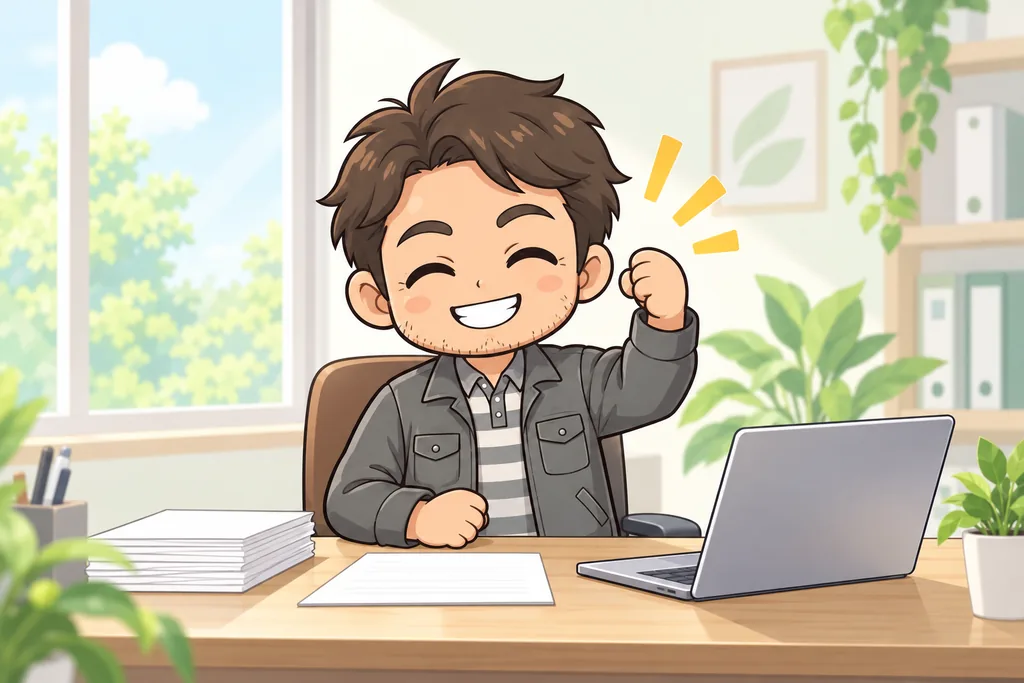 やることが見えて笑顔になった事業者のイラスト